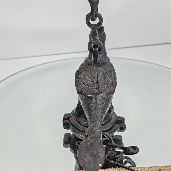 Antique Mughal Peacock Hanging Oil Lamp Bird Very Old. Bronze Or Brass - Picture 6 of 16